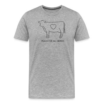 Peace for All Beings – Fine Line Weihnachts Kuh - Männer Premium Bio T-Shirt - Grau meliert - Vorne - Damien (186cm)