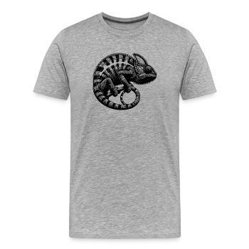 Jungle Reptile Chamäleon Tattoo - Männer Premium Bio T-Shirt - Grau meliert - Vorne - Damien (186cm)