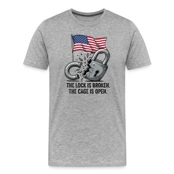 La cage est ouverte - T-shirt bio Premium Homme - gris chiné - Devant - Damien (186cm)