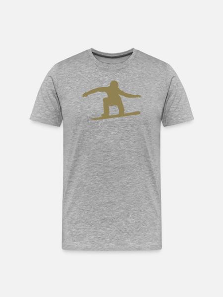 Snowboarder Silhouette Winter Sport Snow - Men's Premium Organic T-Shirt - heather grey