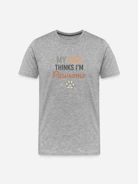 My dog thinks I'm great - Men's Premium Organic T-Shirt - heather grey