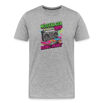 Nostalgie Trip Boombox und Skateboard Design - Männer Premium Bio T-Shirt - Grau meliert - Vorne - Damien (186cm)