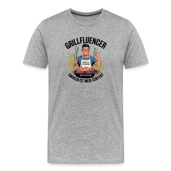 Lounge Grillmeister T-Shirt - Men's Premium Organic T-Shirt - heather grey - Front - Damien (186cm)