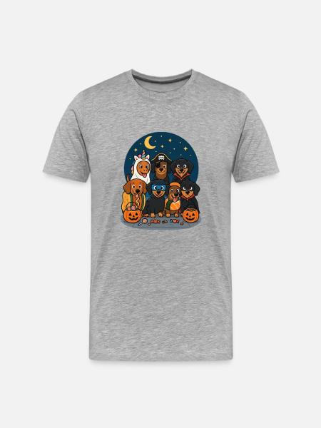 Halloween Kinder Hunde - Männer Premium Bio T-Shirt - Grau meliert