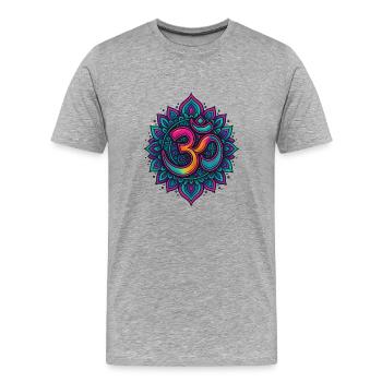 Psychédélique Om Goa Mandala - T-shirt bio Premium Homme - gris chiné - Devant - Damien (186cm)