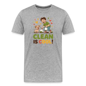Helles, umweltfreundliches Reinigungsdesign - Männer Premium Bio T-Shirt - Grau meliert - Vorne - Damien (186cm)