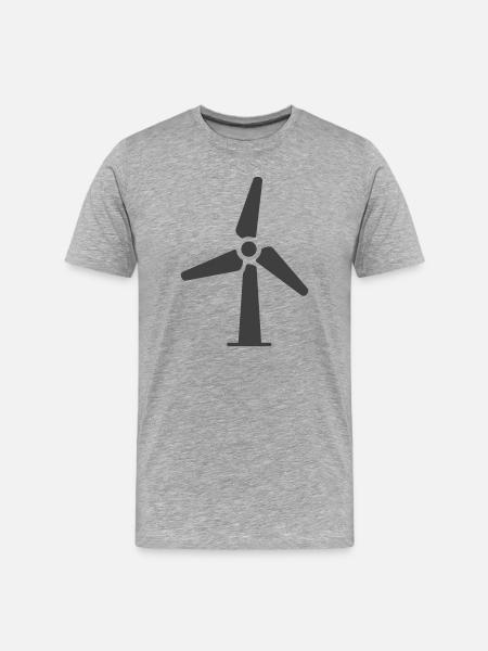 Windturbinen-Icon-Logo - Männer Premium Bio T-Shirt - Grau meliert