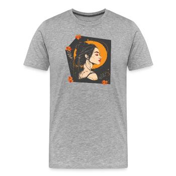 Frauengesicht - Männer Premium Bio T-Shirt - Grau meliert - Vorne - Damien (186cm)