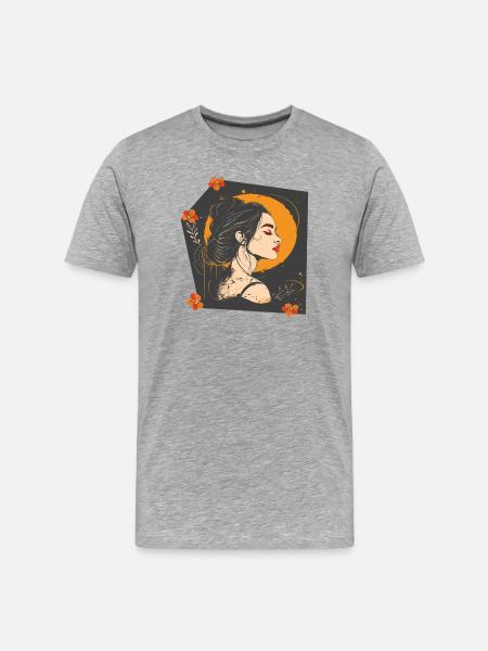 Frauengesicht - Männer Premium Bio T-Shirt - Grau meliert