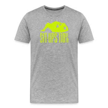 Fitness Fanatics Sit-Ups 110% Calisthenics Gym - Männer Premium Bio T-Shirt - Grau meliert - Vorne - Damien (186cm)