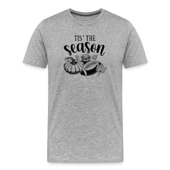 Autumn cosiness with Pumpkin and Cider motif - Men's Premium Organic T-Shirt - heather grey - Front - Damien (186cm)