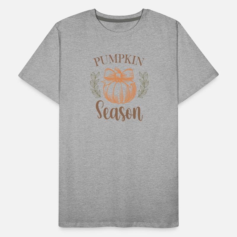 Pumpkin Season Script Design for Holidays Men's Premium Organic T-Shirt