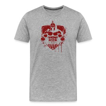Guerrier en armure avec bouclier - T-shirt bio Premium Homme - gris chiné - Devant - Damien (186cm)