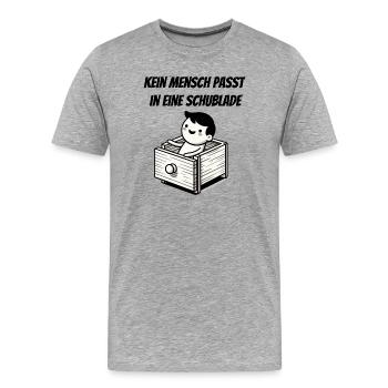 Personne ne rentre dans un tiroir - T-shirt bio Premium Homme - gris chiné - Devant - Damien (186cm)