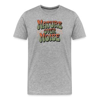 Aventure - La nature plutôt que le bruit - T-shirt bio Premium Homme - gris chiné - Devant - Damien (186cm)