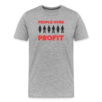 People Over Profit - Men's Premium Organic T-Shirt - heather grey - Front - Damien (186cm)