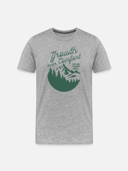 Growth Over Comfort Adventure Design - Men's Premium Organic T-Shirt - heather grey