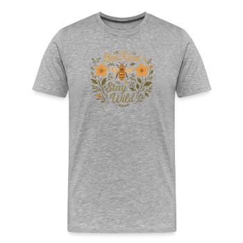 Bienenkind Bleib wild Illustration, Boho Cottagecore - Männer Premium Bio T-Shirt - Grau meliert - Vorne - Damien (186cm)
