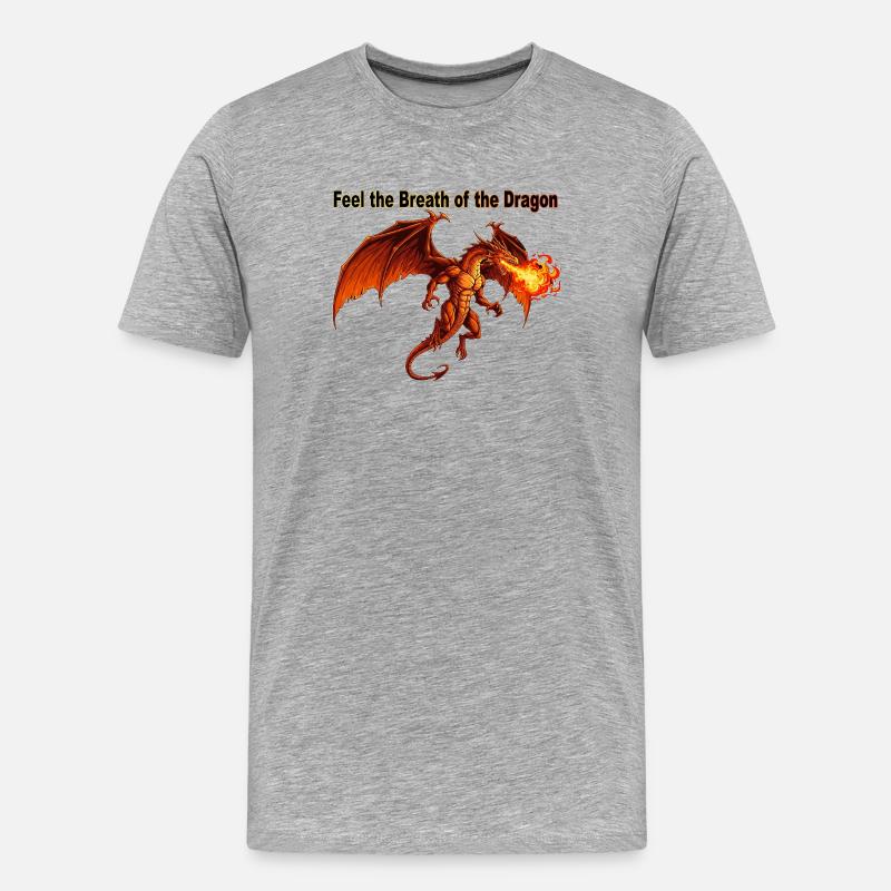 Feuriger Drache Atemzug Design - Männer Premium Bio T-Shirt - Grau meliert