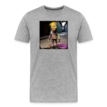 Artistic Street Art Punk Character Comic - Men's Premium Organic T-Shirt - heather grey - Front - Damien (186cm)