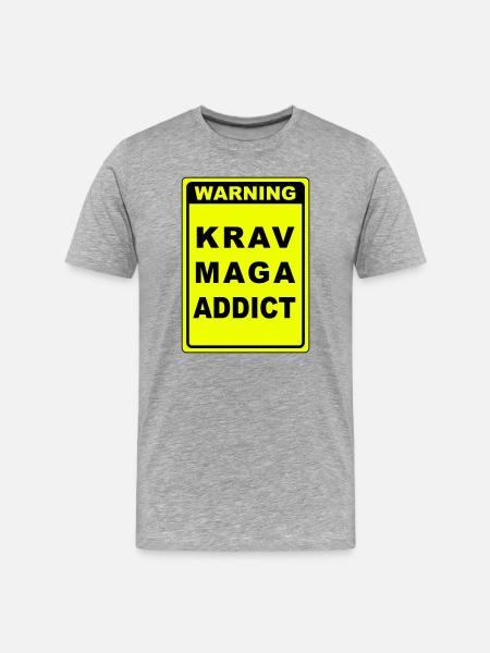 Warning Krav Maga Addict - Men's Premium Organic T-Shirt - heather grey