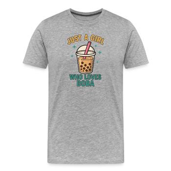 Boba Lovers Motif - Men's Premium Organic T-Shirt - heather grey - Front - Damien (186cm)