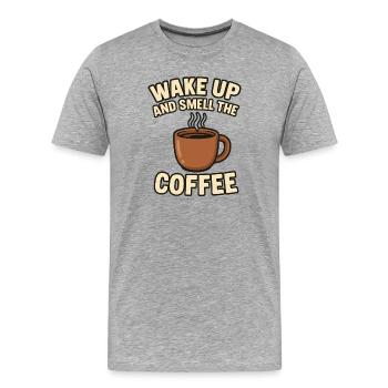 Morning Ritual Coffee Design - Men's Premium Organic T-Shirt - heather grey - Front - Damien (186cm)