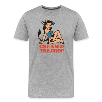 Lunatique cow fille Personnage Illustration - T-shirt bio Premium Homme - gris chiné - Devant - Damien (186cm)