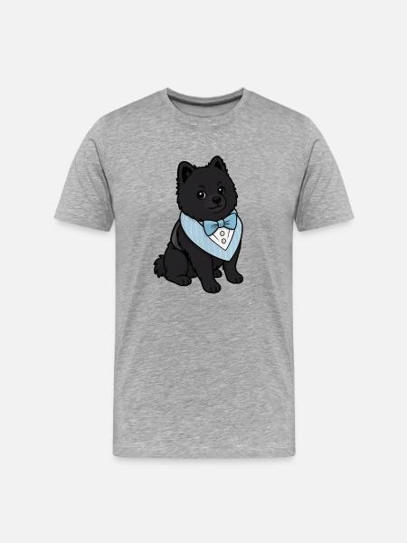 Elegant Spitz Dog in Bow Tie - Men's Premium Organic T-Shirt - heather grey