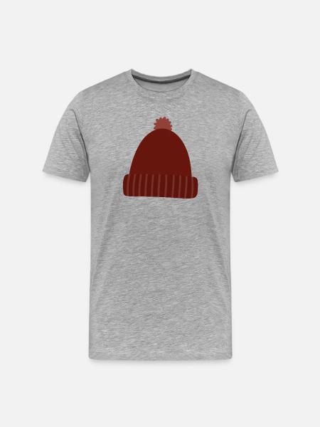 Warme Herbst-Strickmütze - Männer Premium Bio T-Shirt - Grau meliert