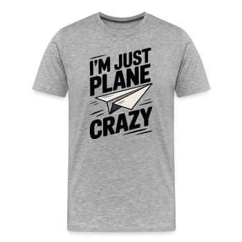 Ich bin einfach verrückt nach Flugzeugen mit Papierflieger - Männer Premium Bio T-Shirt - Grau meliert - Vorne - Damien (186cm)