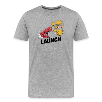 Comic Dinosaur Cannon Explosion Design - Men's Premium Organic T-Shirt - heather grey - Front - Damien (186cm)