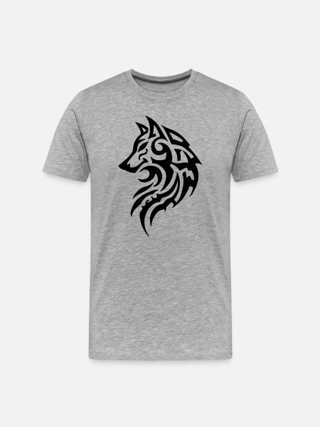 Wolf Tribal Tattoo - Men's Premium Organic T-Shirt - heather grey