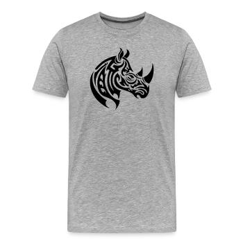 Tribal du rhinocéros - T-shirt bio Premium Homme - gris chiné - Devant - Damien (186cm)
