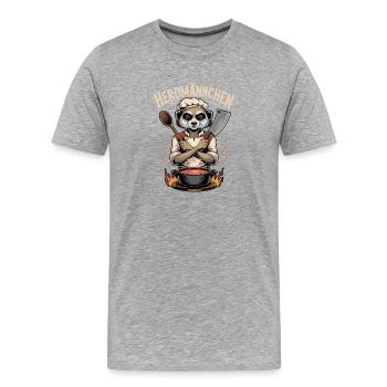 Herdmännchen kochen lustiger Koch Herdmännchen - Men's Premium Organic T-Shirt - heather grey - Front - Damien (186cm)