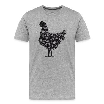 Huhn mit floralem Muster - Männer Premium Bio T-Shirt - Grau meliert - Vorne - Damien (186cm)