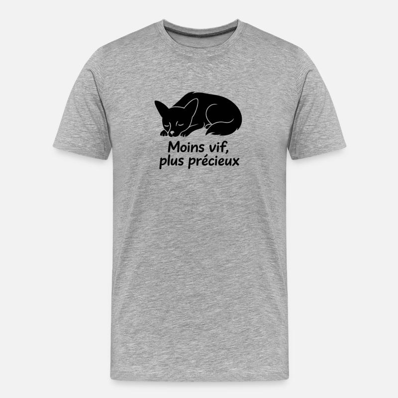 Schlafender Hund mit weniger lebendigem Text - Männer Premium Bio T-Shirt - Grau meliert