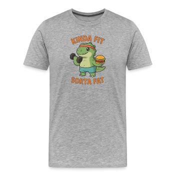 Kinda Fit Sorta Fat Funny Gym Cute Hippo Retro - Männer Premium Bio T-Shirt - Grau meliert - Vorne - Damien (186cm)