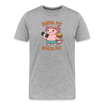Kinda Fit Sorta Fat Funny Gym Cute Hippo Retro - Männer Premium Bio T-Shirt - Grau meliert - Vorne - Damien (186cm)