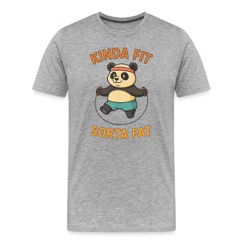 Kinda Fit Sorta Fat Funny Gym Cute Hippo Retro - Männer Premium Bio T-Shirt - Grau meliert - Vorne - Damien (186cm)