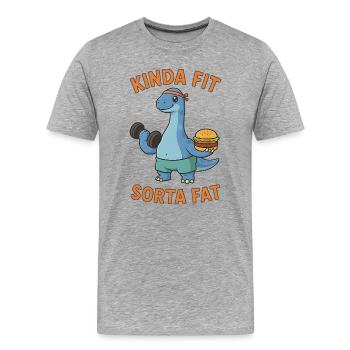 Kinda Fit Sorta Fat Funny Gym Cute Hippo Retro - Männer Premium Bio T-Shirt - Grau meliert - Vorne - Damien (186cm)
