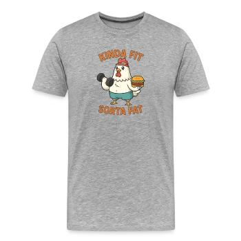 Kinda Fit Sorta Fat Funny Gym Cute Hippo Retro - Männer Premium Bio T-Shirt - Grau meliert - Vorne - Damien (186cm)