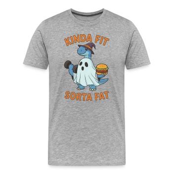 Kinda Fit Sorta Fat Funny Gym Cute Hippo Retro - Männer Premium Bio T-Shirt - Grau meliert - Vorne - Damien (186cm)