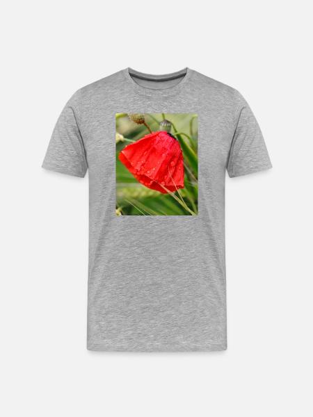 Poppy Drop Pattern Motif - Men's Premium Organic T-Shirt - heather grey