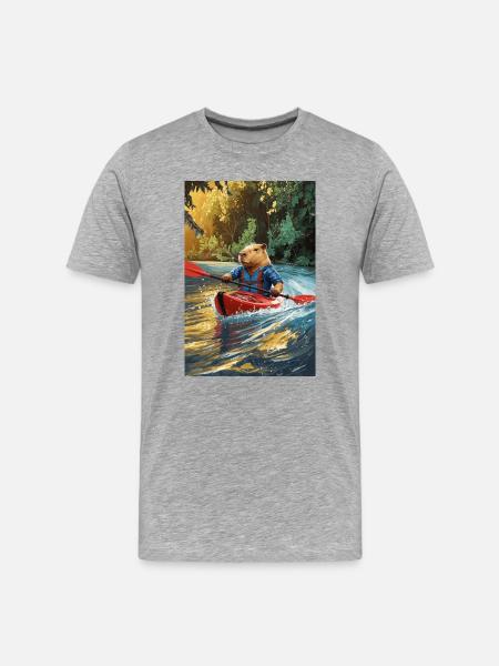 Humanoid Capybara in Kayak - Men's Premium Organic T-Shirt - heather grey