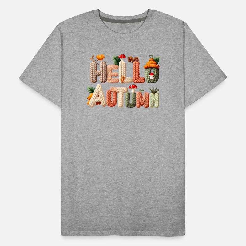 Hello Autumn – Warmes Strickdesign Männer Premium Bio T-Shirt