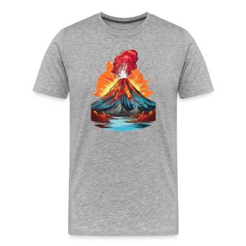 Volcanic eruption with lava flow - Men's Premium Organic T-Shirt - heather grey - Front - Damien (186cm)