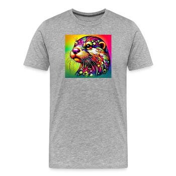 Otter - Männer Premium Bio T-Shirt - Grau meliert - Vorne - Damien (186cm)