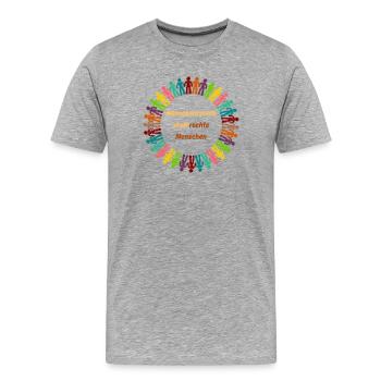 Human rights instead of right-wing people yellow - Men's Premium Organic T-Shirt - heather grey - Front - Damien (186cm)