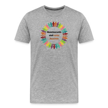Human rights instead of right-wing people black - Men's Premium Organic T-Shirt - heather grey - Front - Damien (186cm)